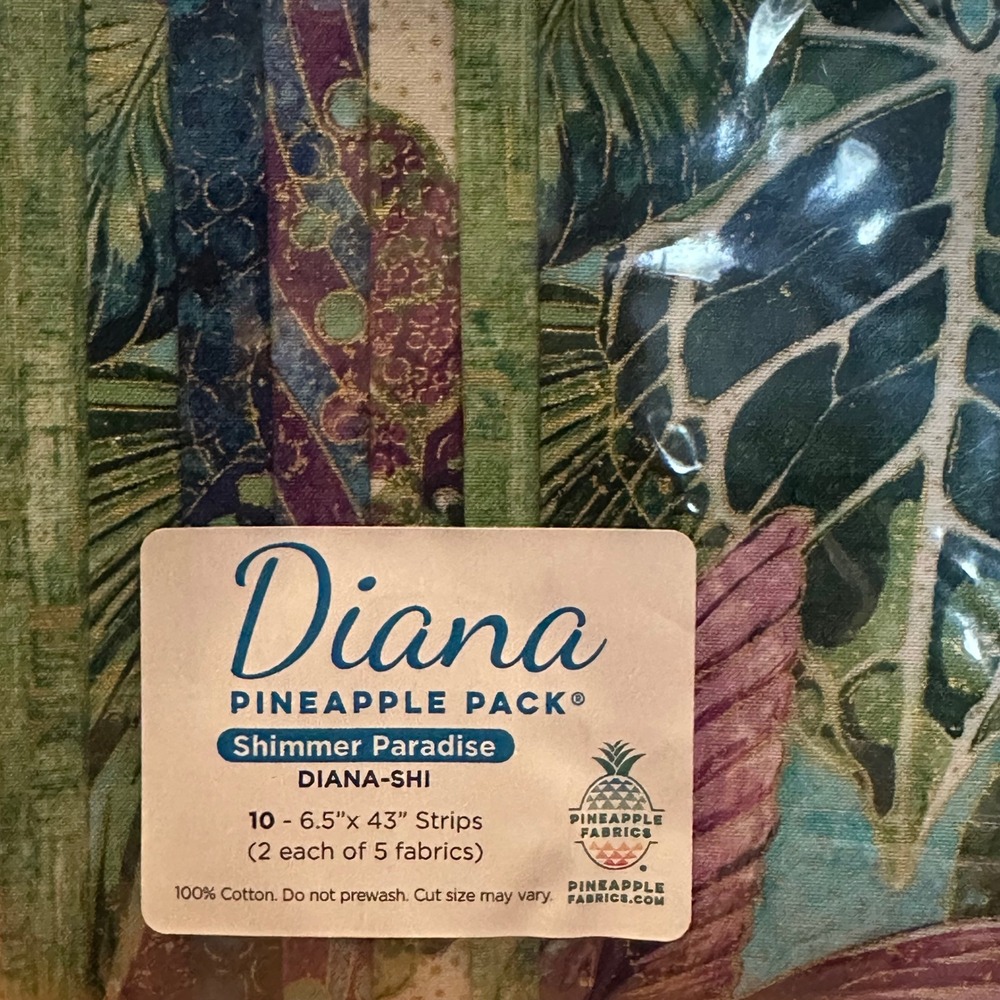 Pineapple Fabrics Diana Pineapple Pack Shimmer Paradise 10 Cotton Strips 6.5x43 - Picture 2 of 8